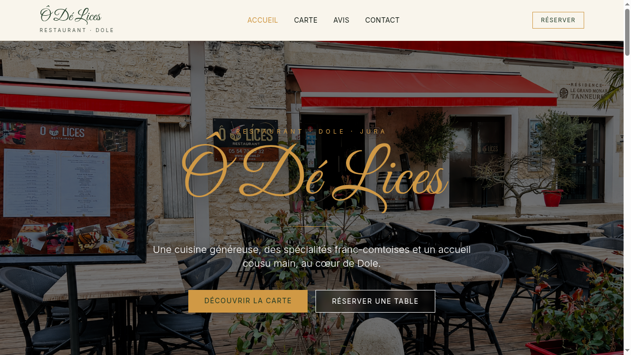 Aperçu du site Ô Dé Lices